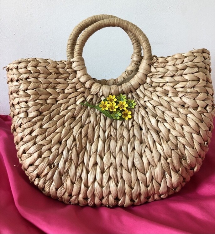 Small Brooch Tote With Yellow And Green Bouquet