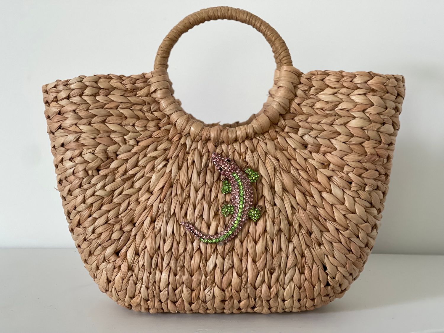 Large Seagrass Tote With Preppy Croc