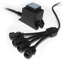 Transformer &amp; 4-way Splitter, Use with SOL LED Lighting, 12 Volt, 20 Watt