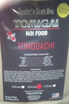Tomodachi 40 lb e Size Only Now!!
"Medium-Large" Pellet Only. One size fits all ko
