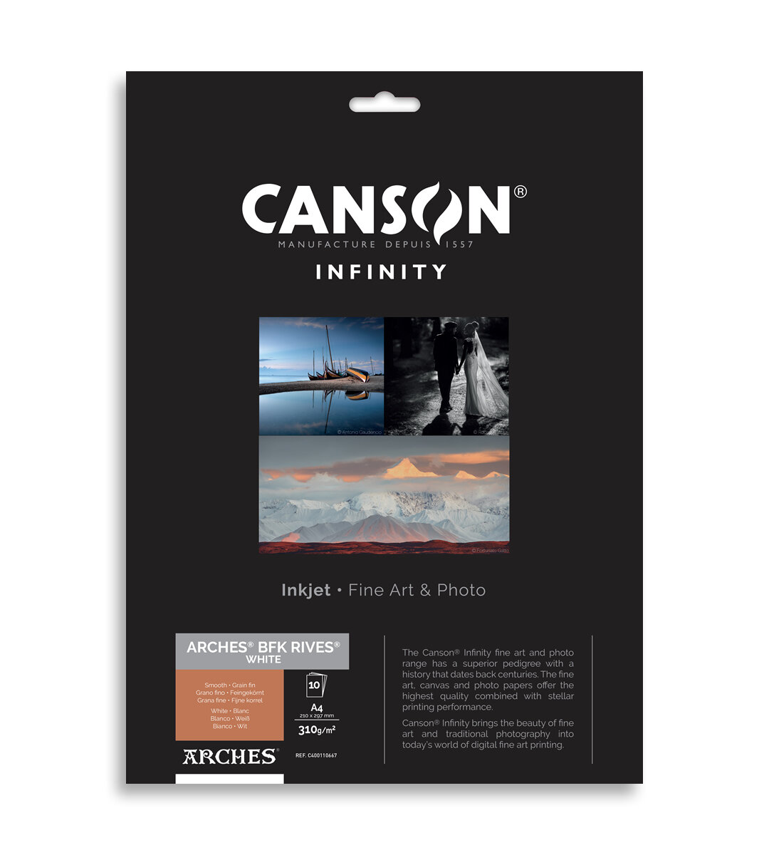 Canson Infinity ARCHES® BKF Rives White (A4, 10 sheets)