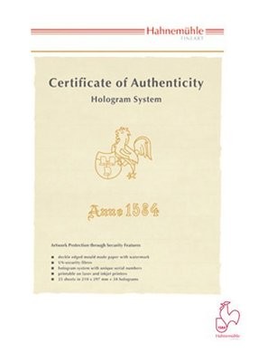 Hahnemühle Certificate of Authenticity