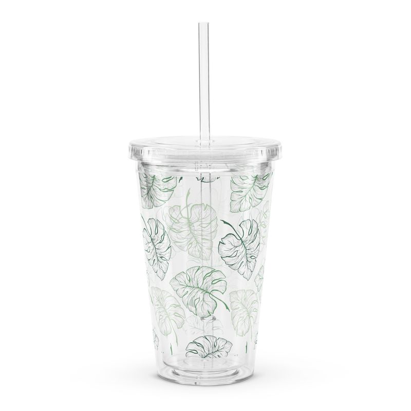 16oz Clear Tumbler w/Cover &amp; Straw