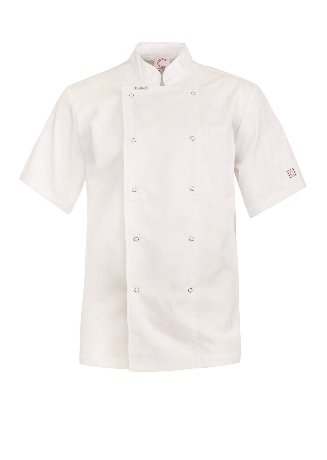 EXECUTIVE CHEF JACKET LIGHTWEIGHT WITH PRESS STUDS - SHORT SLEEVE, Choose your Colour: White