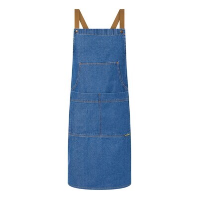 DENIM BIB APRON WITH POUCH