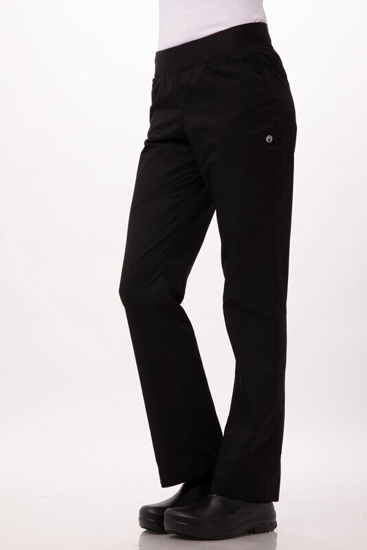 LIGHTWEIGHT WOMENS SLIM CHEF PANTS - BLACK LIGHTWEIGHT WOMENS SLIM CHEF PANTS - BLACK