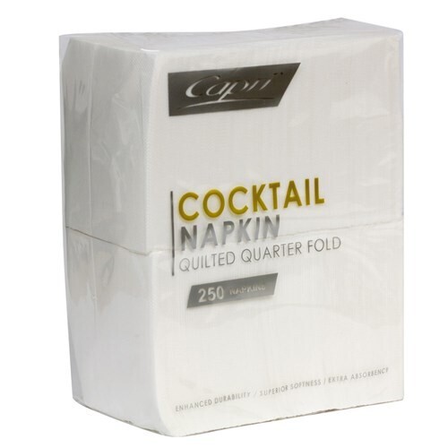 White Quilted Quarter Fold Cocktail Napkin