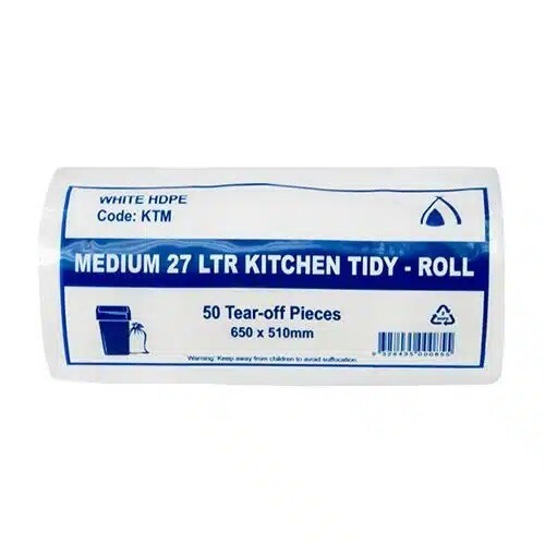 27Ltr White Kitchen Tidy Bin Liners