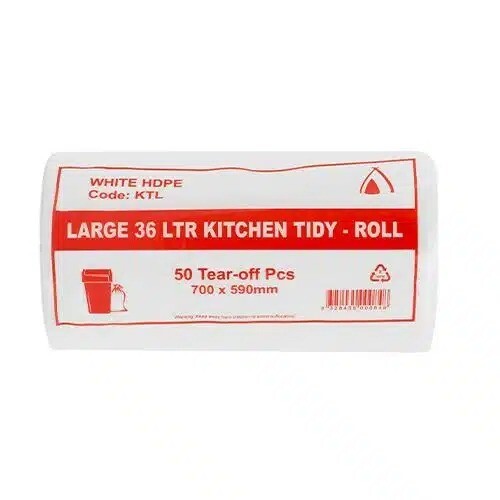 36Ltr White Kitchen Tidy Bin Liners