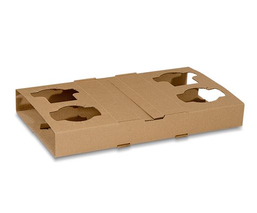 Brown 4 Cup Cell Corrugated Carry Tray [Pack 100]