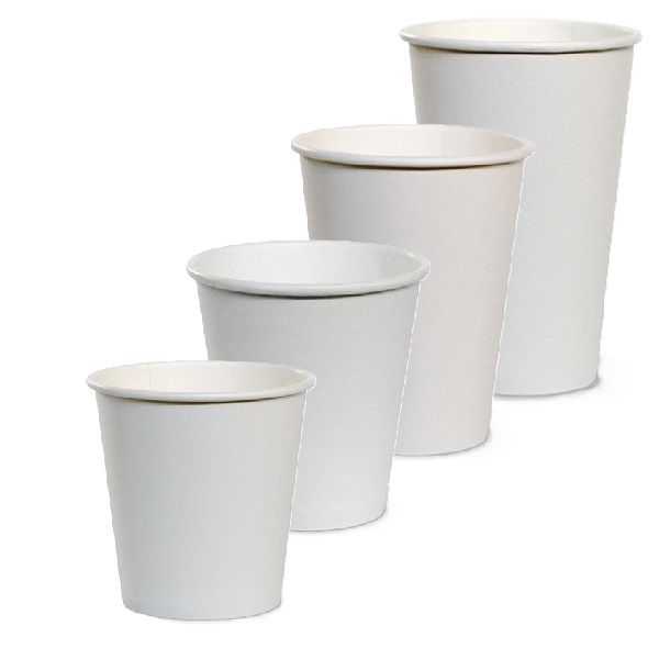 WHITE PE COATED SINGLE WALL COFFEE CUPS