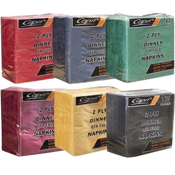 Coloured 2 Ply Quarter Fold Dinner Napkin