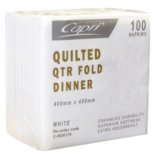 White Quarter Fold Quilted Dinner Napkin