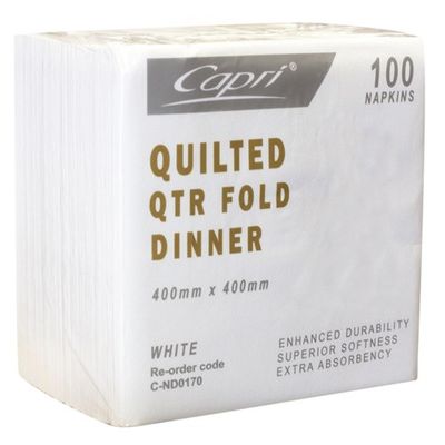 White Quarter Fold Quilted Dinner Napkin