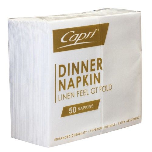 White GT Fold Linen Feel Dinner Napkin