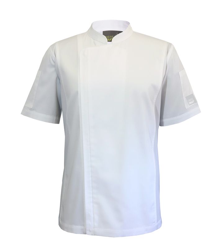 CHEF JACKET LIGHTWEIGHT WITH SIDE PANELS - SHORT SLEEVE CHEF JACKET LIGHTWEIGHT WITH SIDE PANELS - SHORT SLEEVE