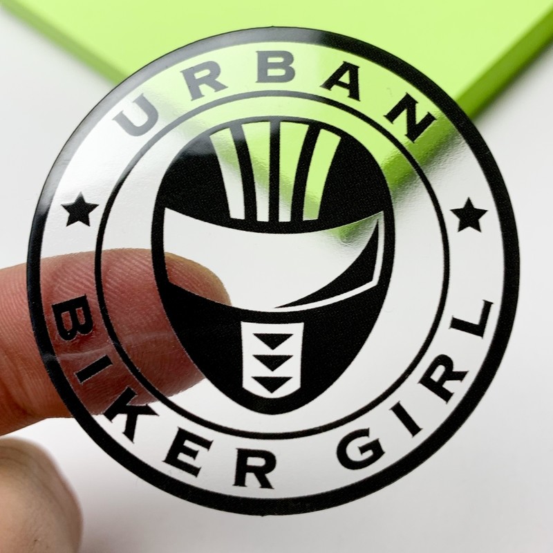 urbanbikergirl Sticker (rund) - transparent/schwarz