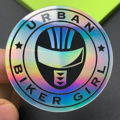 urbanbikergirl Sticker (rund) - holografisch/schwarz