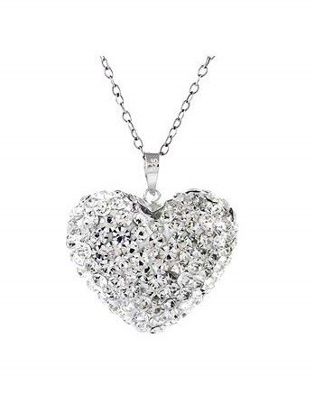 18k White Gold Plated Swarovski Elements Crystal Heart Necklace