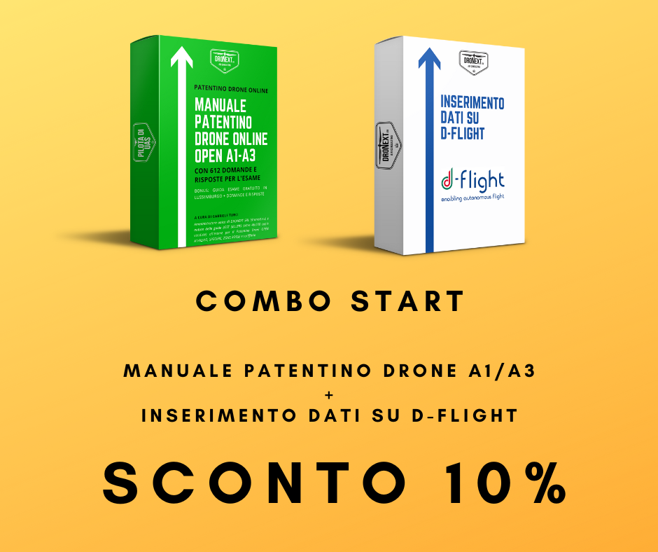 COMBO GUIDA PATENTINO DRONI A1/A3 + DOMANDE + D-FLIGHT