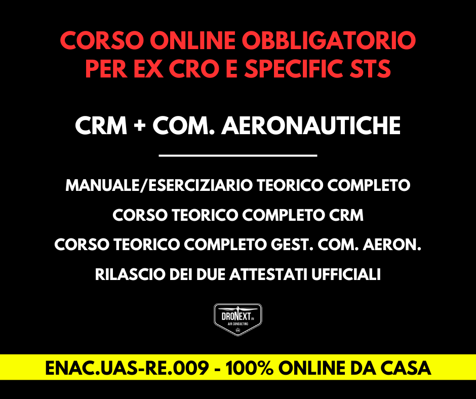 CORSO ONLINE OBBLIGATORIO CRM + GESTIONE DELLE COMUNICAZIONI AERONAUTICHE - PER EX CRO E SPECIFIC STS - sabato 16.11.2024