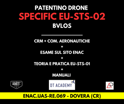 CREMONA: CORSO DRONE SPECIFIC EU-STS-02 (BVLOS): 13/14/17.05.2025: TEORIA + PRATICA + ESAMI + MANUALI + ATTESTATO CREMONA: CORSO DRONE SPECIFIC EU-STS-02 (BVLOS): 13/14/17.05.2025: TEORIA + PRATICA + ESAMI + MANUALI + ATTESTATO