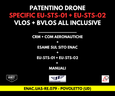 UDINE: CORSO DRONE SPECIFIC EU-STS-01 + EU-STS-02 (BVLOS) + IT-STS-01/02: 25-26-27.08.2025 UDINE: CORSO DRONE SPECIFIC EU-STS-01 + EU-STS-02 (BVLOS) + IT-STS-01/02: 25-26-27.08.2025