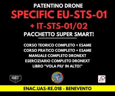 BENEVENTO: CORSO DRONE SPECIFIC EU-STS-01 + IT-STS-01/02: 02/03/07.06.2025: TEORIA + PRATICA + ESAMI + MANUALI + ATTESTATO BENEVENTO: CORSO DRONE SPECIFIC EU-STS-01 + IT-STS-01/02: 02/03/07.06.2025: TEORIA + PRATICA + ESAMI + MANUALI + ATTESTATO