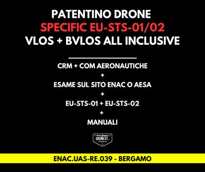 BERGAMO: CORSO DRONE SPECIFIC EU-STS-01 + EU-STS-02 (BVLOS): 24/29/31.01.2026