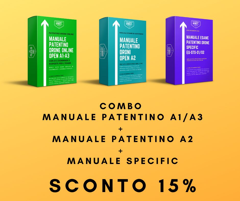 COMBO MANUALE PATENTINO DRONE A1/A2/A3 ONLINE DA CASA + SPECIFIC EU-STS