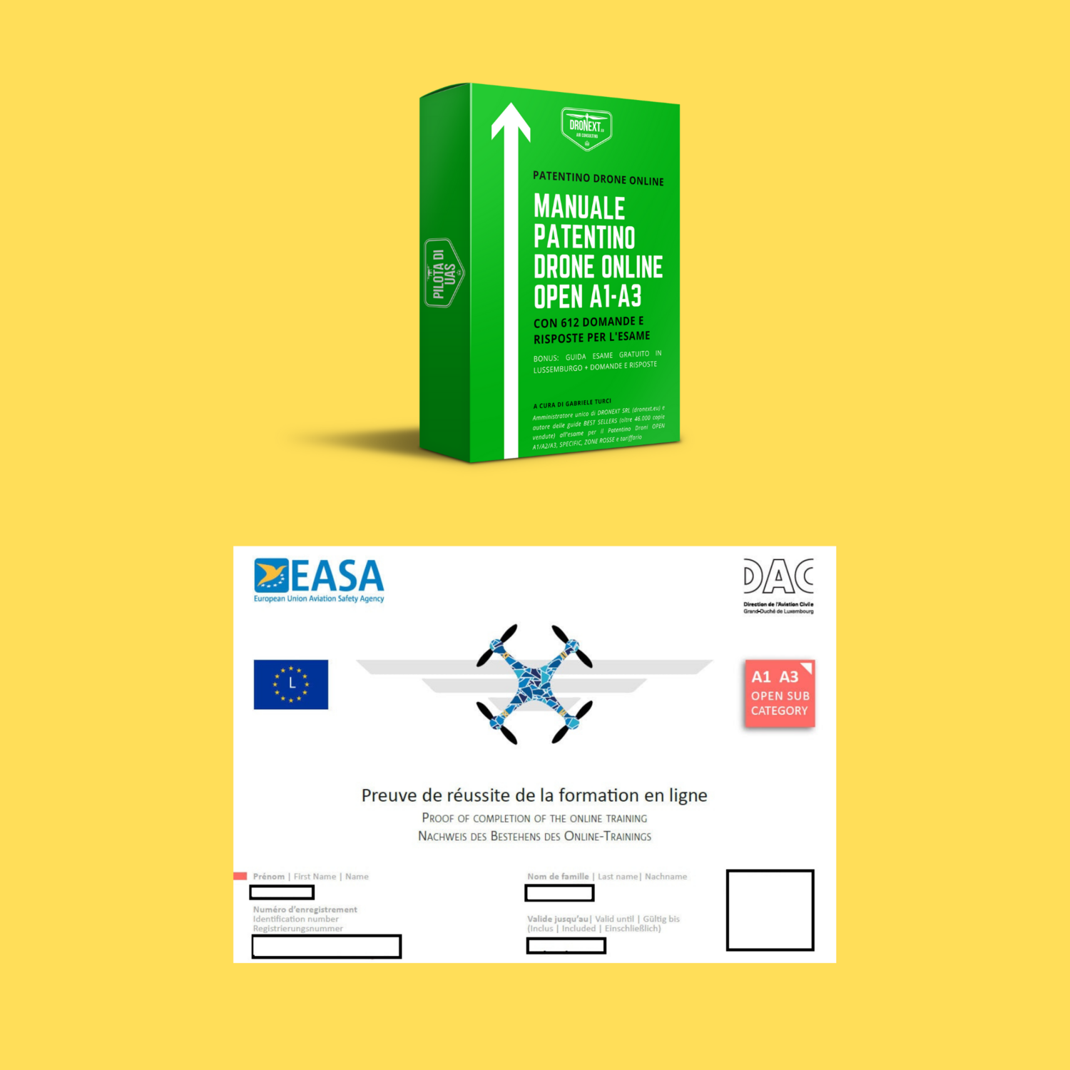 PATENTINO DRONE A1/A3 ONLINE: MANUALE + ESERCIZIARIO CON 538 DOMANDE E RISPOSTE + ESAME GRATIS