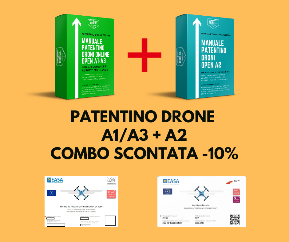 COMBO GUIDA PATENTINO DRONE A1/A2/A3  ONLINE DA CASA + DOMANDE E RISPOSTE