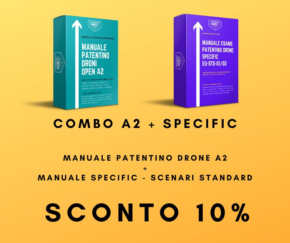 COMBO MANUALE PATENTINO DRONE A2 ONLINE DA CASA + SPECIFIC EU-STS