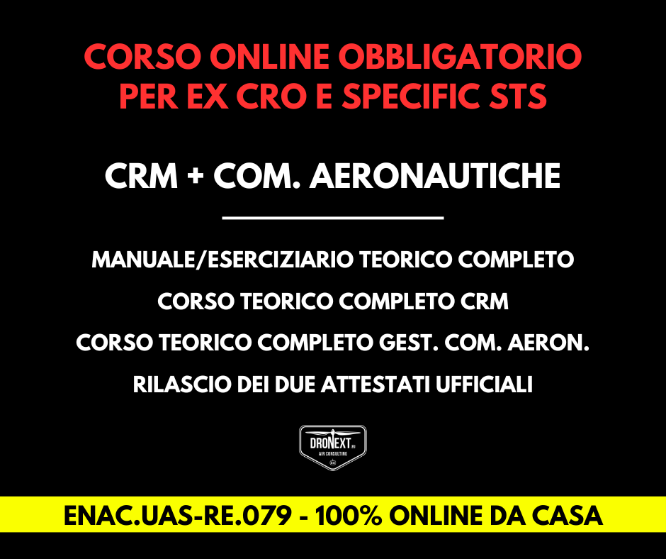 CORSO ONLINE OBBLIGATORIO CRM + GESTIONE DELLE COMUNICAZIONI AERONAUTICHE - PER EX CRO E SPECIFIC STS - 21.04.2026