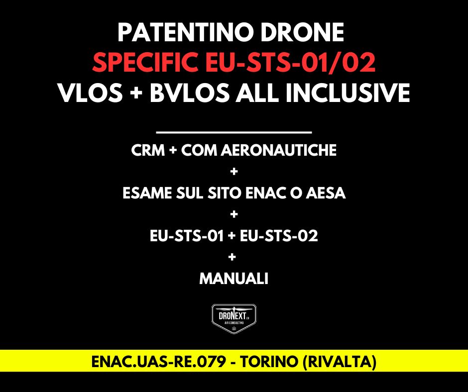 TORINO (RIVALTA T.SE) - CORSO DRONE SPECIFIC EU-STS-01 + EU-STS-02 (BVLOS): 21-22.04.2026