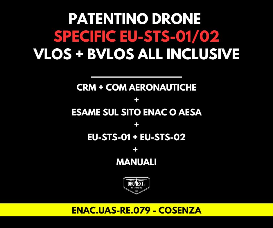 COSENZA - CORSO DRONE SPECIFIC EU-STS-01 + EU-STS-02 (BVLOS): 21-22.04.2026