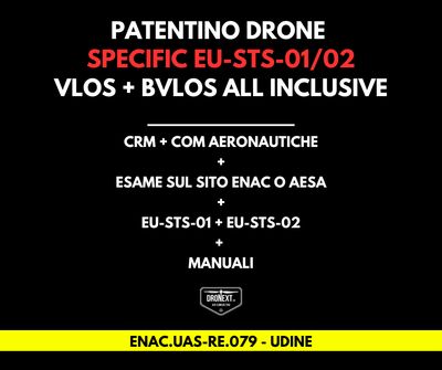 UDINE - CORSO DRONE SPECIFIC EU-STS-01 + EU-STS-02 (BVLOS): 21-22.07.2026