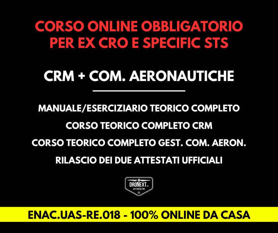 CORSO ONLINE OBBLIGATORIO CRM + GESTIONE DELLE COMUNICAZIONI AERONAUTICHE - PER EX CRO E SPECIFIC STS - 13-14.04.2026