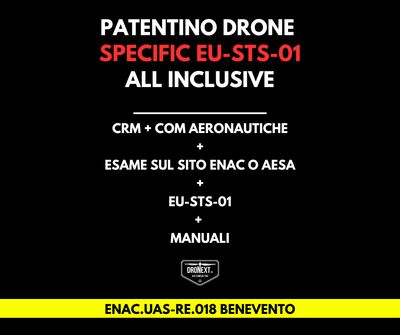 BENEVENTO: CORSO DRONE SPECIFIC EU-STS-01 (VLOS): 13-14-15-18.04.2026: TEORIA + PRATICA + ESAMI + MANUALI + ATTESTATO