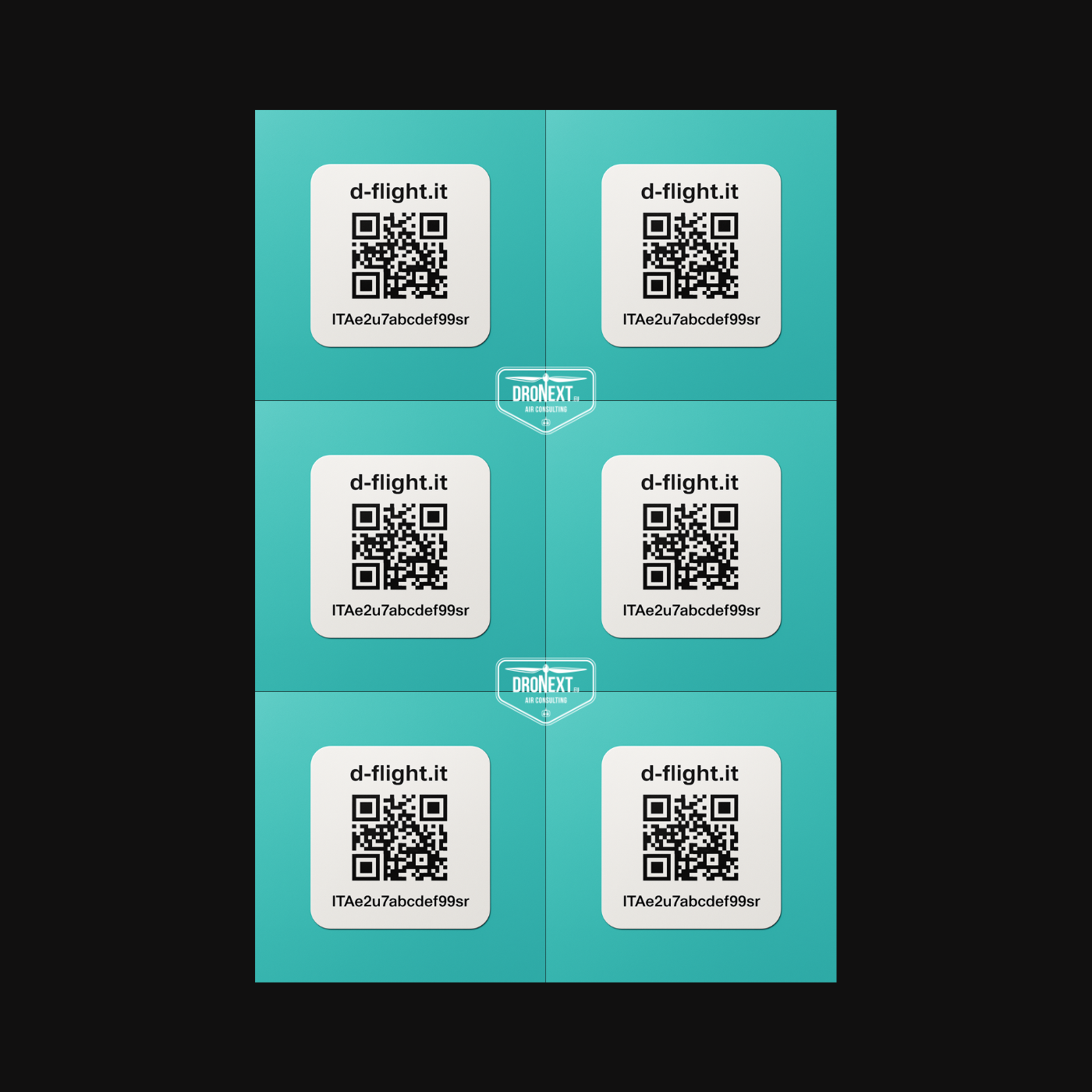 6X Etichette adesive PROFESSIONALI - QR CODE Operatore drone d-flight (spedizione gratuita)
