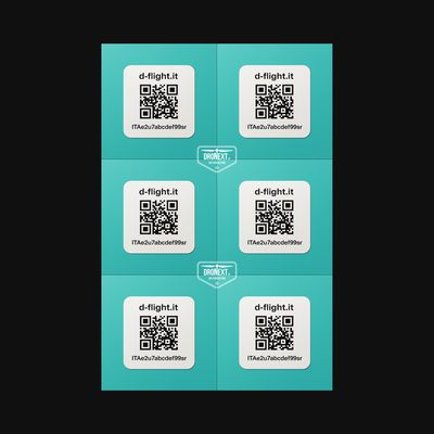 6X Etichette adesive PROFESSIONALI - QR CODE Operatore drone d-flight (spedizione gratuita)