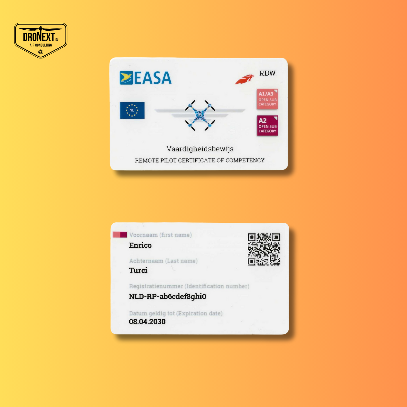 Stampa su BADGE (tessera - card) Patentino Drone A2 (spedizione gratuita + OMAGGIO)