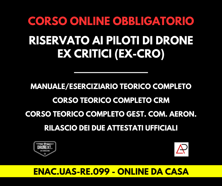 CORSO ONLINE OBBLIGATORIO CRM + GESTIONE DELLE COMUNICAZIONI AERONAUTICHE - PER EX CRO E SPECIFIC STS - 15.01.2026