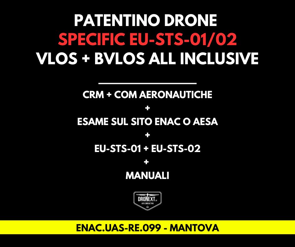MANTOVA: CORSO DRONE SPECIFIC EU-STS-01 + EU-STS-02 (BVLOS): 19/21.02.2026