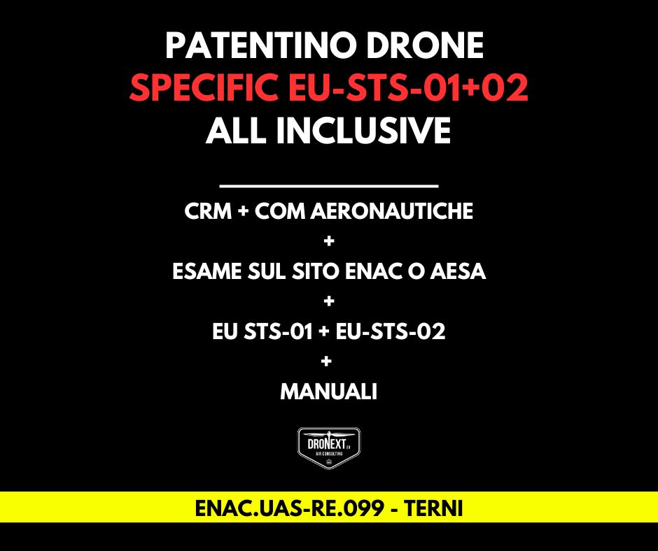 TERNI: CORSO DRONE SPECIFIC EU-STS-01 + EU-STS-02 (BVLOS): 20/23.05.2026
