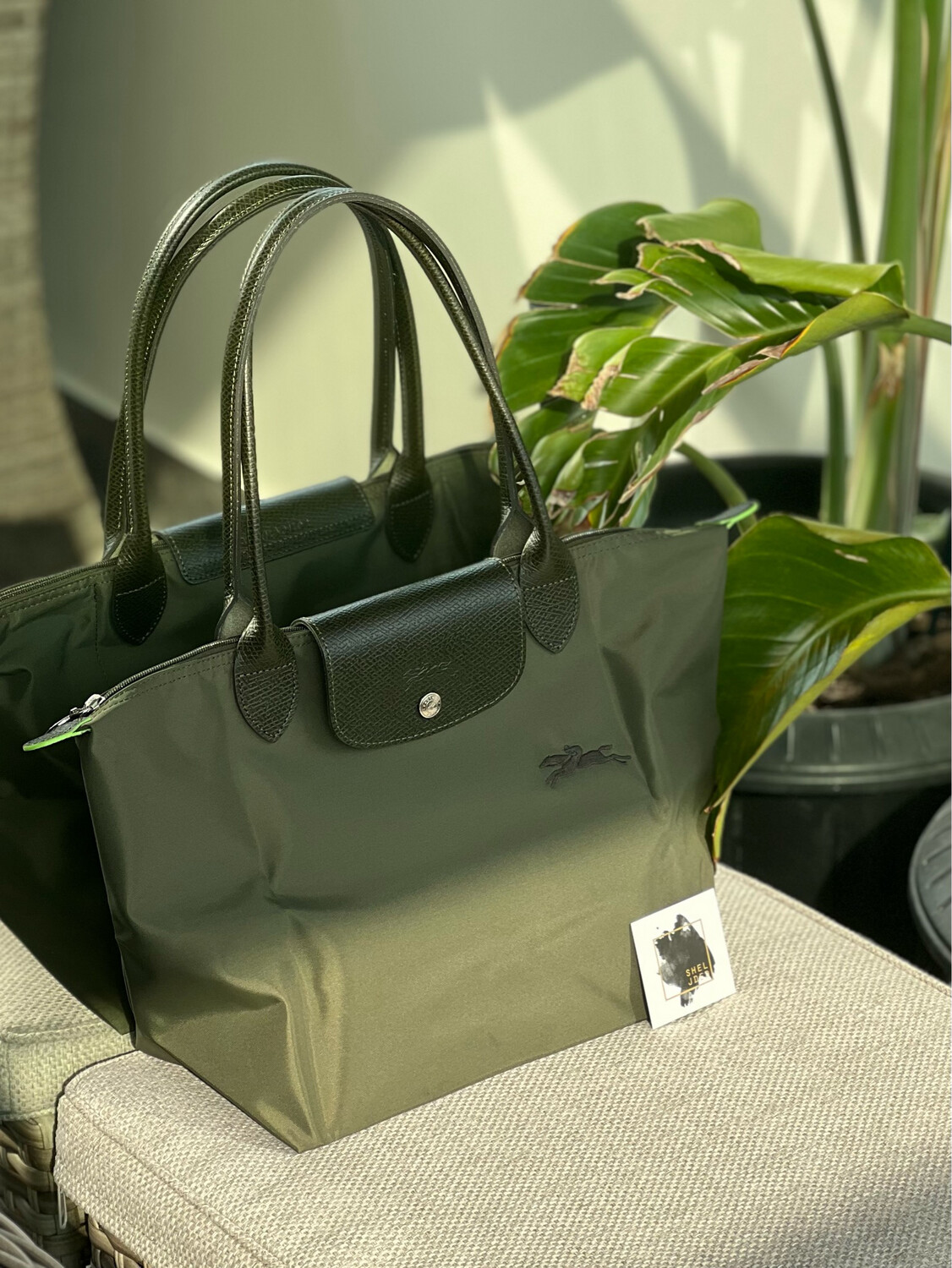 Longchamp Le Pliage M Green Tote Bag