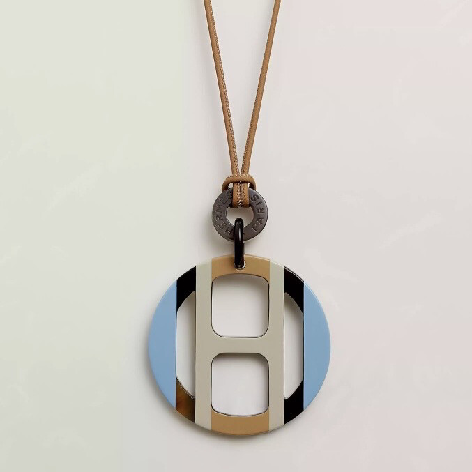 Hermès H Equipe Brown/Blue Necklace