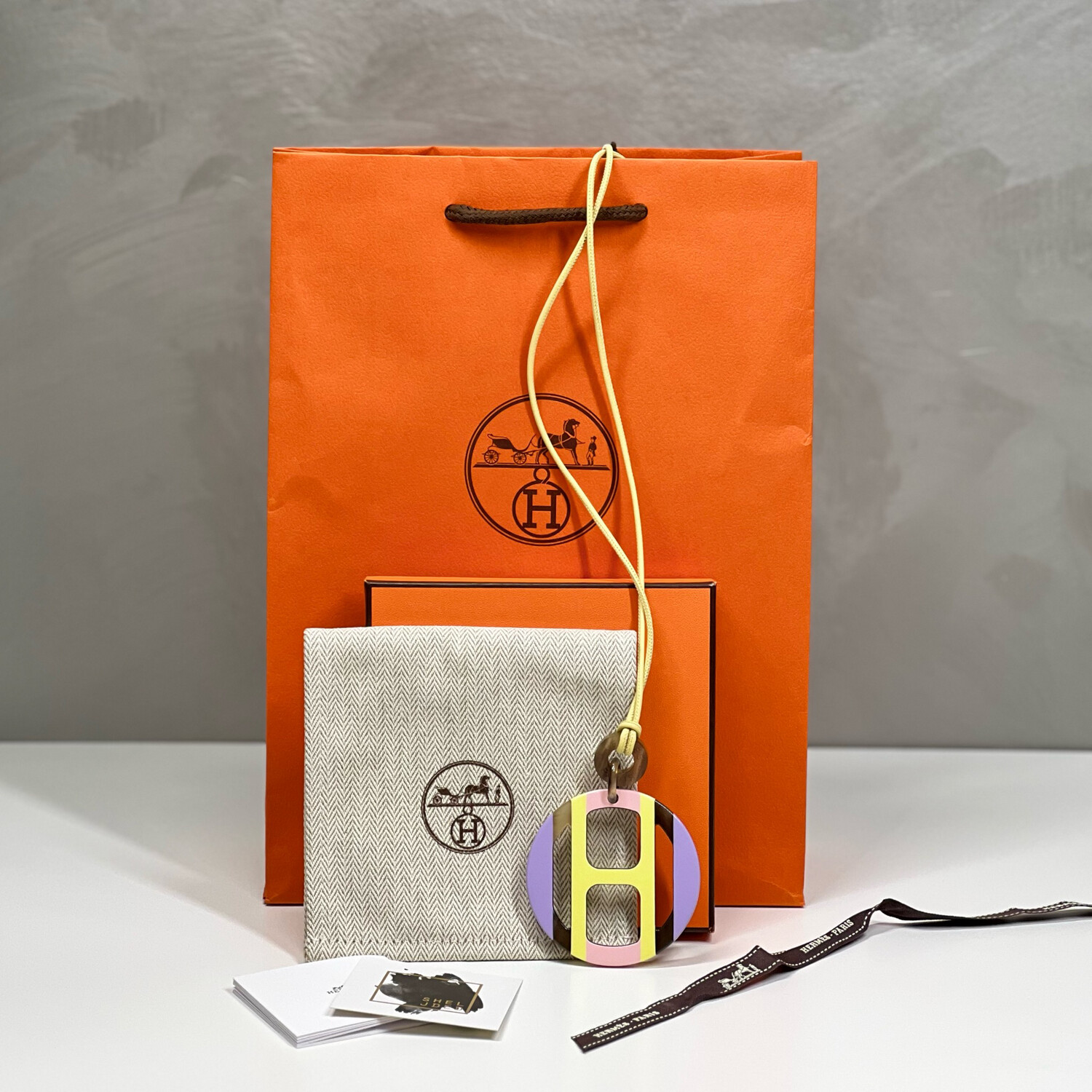 Hermès H Equipe Grey/Pink Necklace