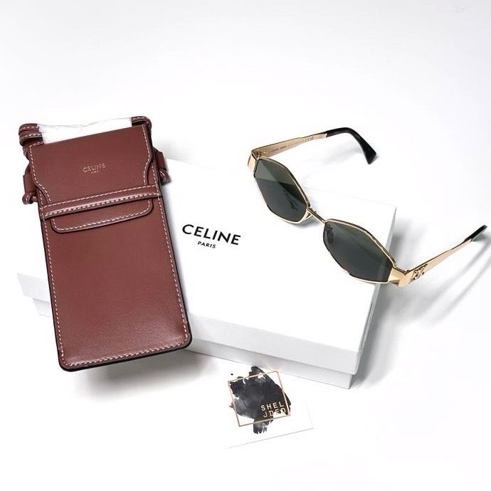 Celine Hexagonal Gold Metal Sunglasses