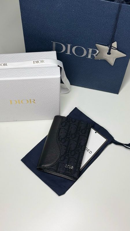 Dior Vertical bifold Saddle BLUE Cardholder